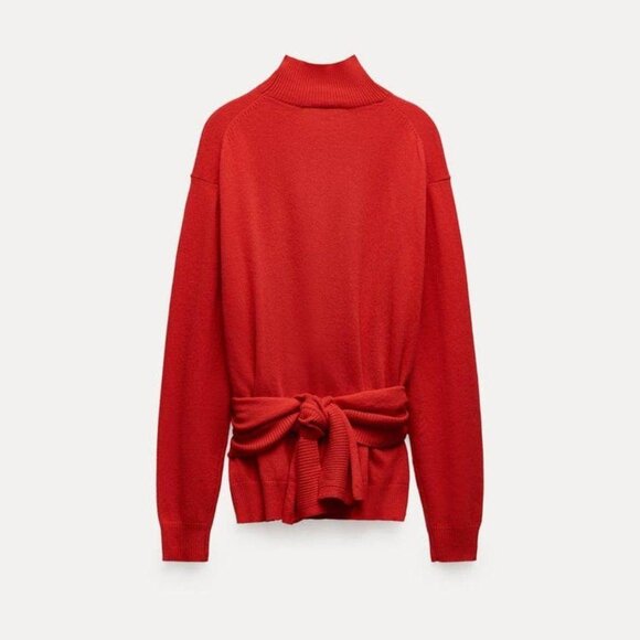 New with tag! Zara 100% cashmere high collar red sweater - Picture 4 of 8